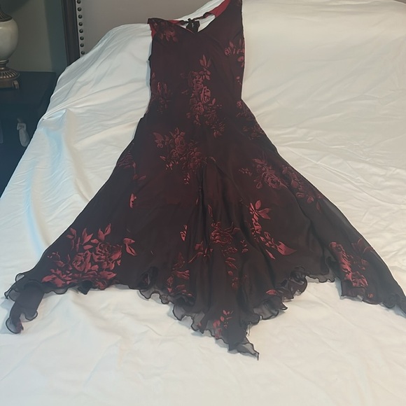 Vintage Y2k 90s Red Fairy Dress Hi-low Velvet Silk Burnout Whimsigoth Women’s 16 - Picture 1 of 11